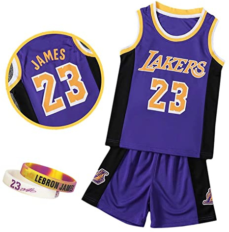 CLZWFZ La k er s Basketball Trikot Kit Kinder # 23 Fans Trikot Jungen Sweatshirt Ärmellose Jungen Basketball Weste Tops und Sport Shorts Set Trainingsanzug