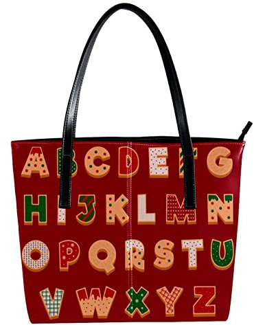 Sac fourre-tout léger et décontracté pour enseignant - Rouge - Alphabet en pain d'épices - 01, multicolore