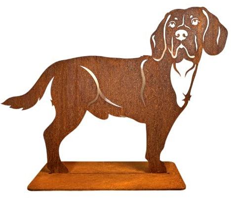 Terma Stahldesign Rost Hund Beagle lebensgroß Metall Gartenfigur Handmade Germany wetterfest Gartendeko Tierfigur Grabdeko Geschenkeko