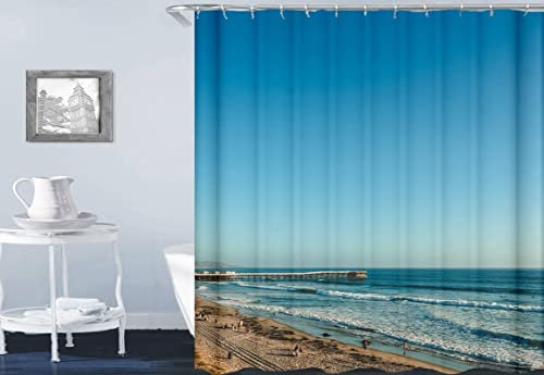Gualiy Badewanne Duschvorhang, Duschvorhänge Strand und Meer Duschvorhang Antischimmel Waschbar Bunt Bad Vorhang 165x200cm