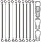 CKANDAY - Juego de 10 clips de acero inoxidable de 50 cm con 4 mosquetones de resorte, cable de alambre de acero con hebillas, revestimiento de vinilo, cadenas de fijación cortas, negras