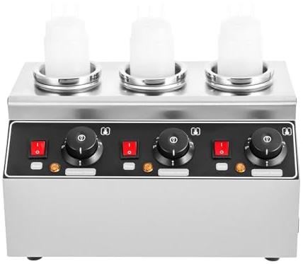 30-85°C Schokoladen Saucenwärmer Edelstahl Schokowärmer Jam Dispenser 3 Pan Pot