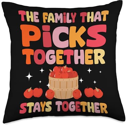 Family Apple Picking Day Apply Picker Throw Pillow