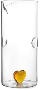 H&H Brocca in Vetro Borosilicato, Cuore Ambra in Vetro all'interno, 1.4Lt