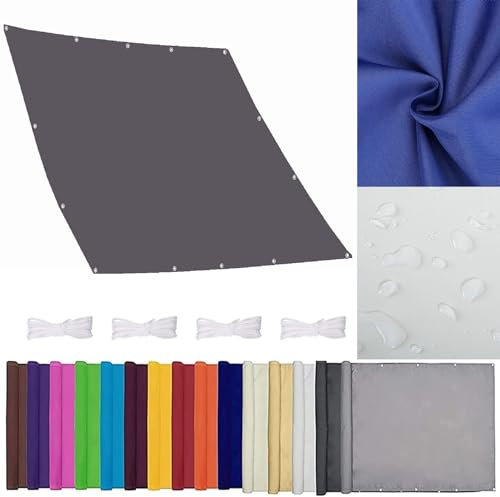 Sonnensegel Wasserdicht mit Befestigungs 4 x 8 m 95% UV-Schut Windschutz Reißfest Markisenstoff Balkonverkleidung Balkon Terrasse im Viele Größe und Farben Mit Kordel, Dunkelgrau