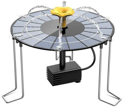 AISITIN Fontana Solare da Giardino Esterno 4W con Batteria Integrata 1500 mAh, Fontana Solare per Laghetto con Supporto Antispruzzi, Pompa Acqua ad Energia Solare Per Giardini, Bagni Uccelli e Stagni