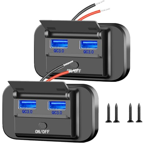 AOUZOVLI USB Steckdose 12v 2PCS 12v USB Wohnmobil 12 Volt für 2a Wohnmobil Auto Boot LKW Schnelllade-Steckdose Wasserdicht mit Schalter