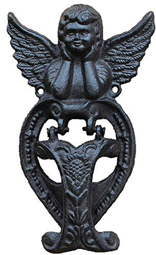 Kleiner schöner Engel geformter Türklopfer, Antik Schwarz Gusseisen Türknock, für Hof/Garten/Haustür/Cottage Torgriffe Türdekor