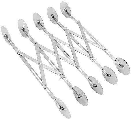 5 Wheel Pizza Cutter Roller, Stainless Steel Expandable Pastry Cutter with Locking Device for Cake Brownie Cookie Dough, Adjustable Arm, Easy to for Kitchen Baking Accessory