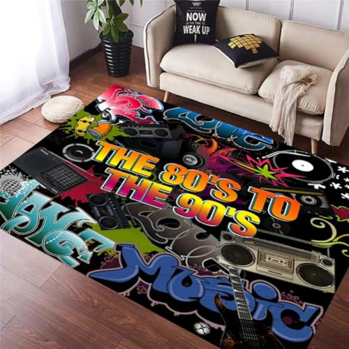 PEIHUODAN Gaming-Teppich Jungen Game Kinderzimmer Dekoration Hip Hop Bunte Graffiti Prints Bereich Teppich Home Decor Anti-Rutsch Kinderzimmer Fußmatten Weicher Flanellteppich (Pattern 4,80x160cm)