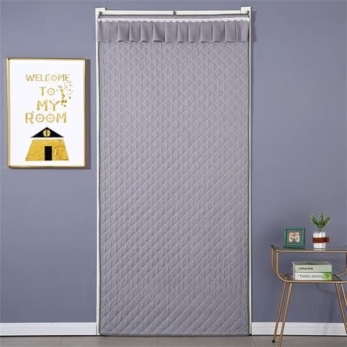 Surwin Cortina de Puerta Aislante Térmica, Invierno Cortina Termica Aislante Frio y Calor Cortina de Puerta con Aislamiento Acustico para Exterior Interior (90 * 200cm,Gris)