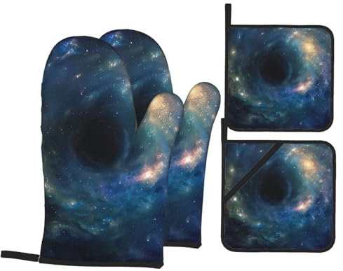 Guanti Da Forno E Presine Da Cucina Set, Galaxy Set Di Guanto Da Forno Addensare Guanti Da Forno Professionale Guanti Da Cucina Per Cucinare Grill Cucina