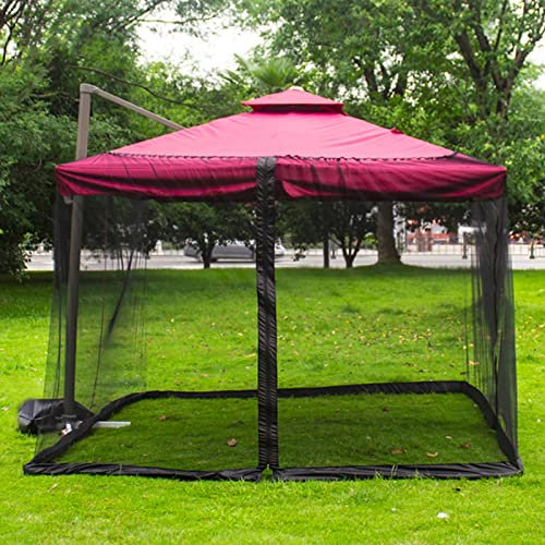 LXWKAI Zanzariera per ombrellone da Giardino, Rete in Poliestere Universale per ombrelloni da Tavolo da Mercato all'aperto e ombrellone a sbalzo, Nero, 300x300x230 cm (ombrellone Non Incluso)