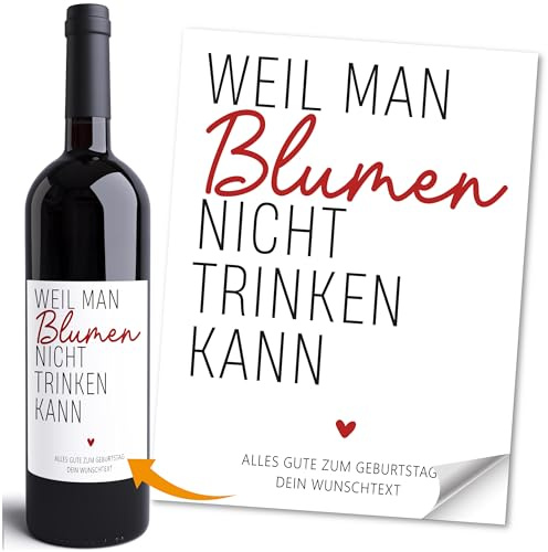 Moonworks® Weinetiketten personalisiert Flaschenetiketten selbstklebend Geschenkidee Geburtstag Besondere Anlässe Weingeschenk Schwarz unisize