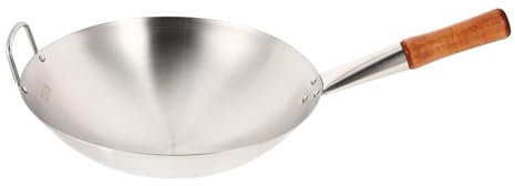 MUCKLILY 1pezzi Wok in Acciaio Inossidabile Con Manico Singolo Ergonomico Resistente e Anti-deformazione Pentola Da Cucina Versatile e Facile Da Pulire Adatta Tutti i Piani Cottura Compresa