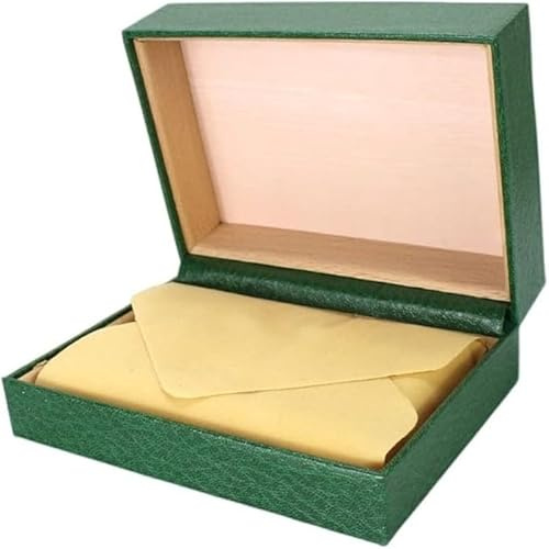 BoBoHome Antikgrüne Pu-Leder Uhrenbox aus Naturholz Handgefertigter und Staubdichter Uhrenhalter für Rolex