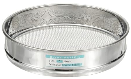 PATIKIL 7 Mesh(3mm) Lab Sieve, 11.8(30cm) Diameter 304 Stainless Steel Wire Cloth Fine Mesh Sieve for Industrial Laboratory Home Soil Sifter