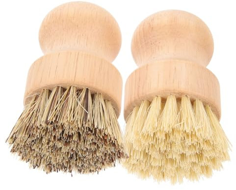 CIYODO 2pcs Palm Scrub Brush Set Swordgrass and Coir Bristles Stiff Kitchen Cleaning Brush for Pots Pans and Dishes for Sturdy Dish Cleaning