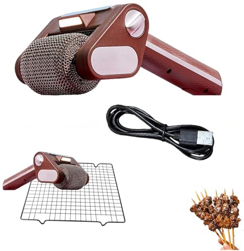 Brosse Électrique pour Barbecue USB, Nettoyeur de Grill Sans Poils avec Câble USB, Rouleau Rotatif en Acier Inoxydable 304,Puissance 350 tr/min, pour Nettoyage Facile des Grills à Gaz et Charbon (1PC)