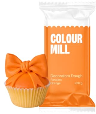 Colour Mill Decorators Dough Edible Cake Covering | Easy-to-Roll, Easy-to-Drape Fondant | Vanilla-Flavored Sugarpaste - 8.8 Ounce Orange