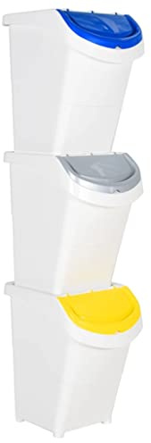 Genérico Cubos de Basura apilables con Tapa 3 uds PP 120 L,Casa y jardín,Productos del hogar,Contenedores de residuos,Cubos de la Basura y papeleras,6.3 KG,364070