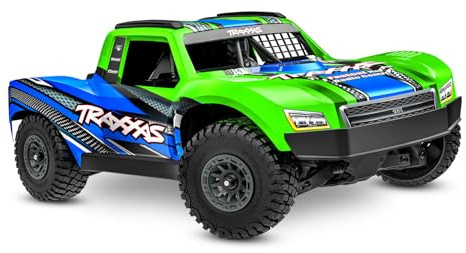 TRAXXAS Mini Slash 4x4 RTR, Ferngesteuertes Auto für Anfänger, Mini-Maßstab Grün mit TQ BL-2s System, USB-C Ladegerät und 2s LiPo Akku