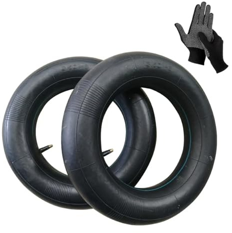 2 Pcs 3.50-8 Inner Tube for Wheelbarrow Wheels with Straight Valve with 1 Pair of Gloves – Durable Inflatable Replacement Tubes for Sack Barrow, Hand Trucks, Garden Carts, Trolleys, Wheelbarrow Tyres