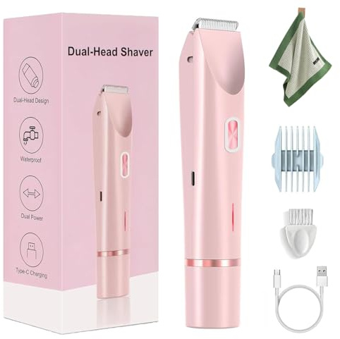 Sianova BloomShave - 2-In-1 Damen Körperrasierer, Ergonomischer Elektrischer Intimrasierer für Frauen, Für Beine, Arme, Achseln & Bikinizone, Gründliche & Mühelose Haarentfernung (Rosa)