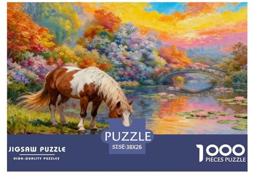 Puzzle Coursier 1000 Pièces pour Adultes Et Enfants, Jeu De Société Convivial, Casse-tête Buisson Fleuri et Rivière, Décoration Intérieure, Cadeau Anniversaire 38x26cm/1000pcs