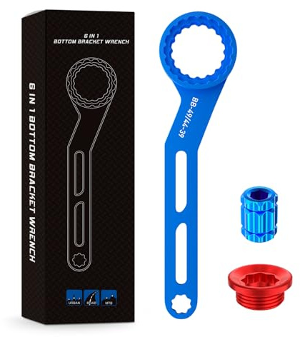 Pawfly Outil de Boîtier de Pédalier 6-en-1 pour Cuvettes 39/41/44/46/49mm à 12/16 Crans, avec Extracteur de Manivelle et Clé de Pédalier