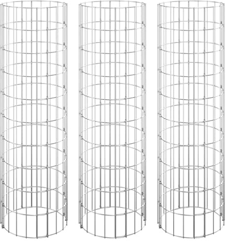 Generico Fioriere Gabbione Circolare 3 pz in Acciaio Zincato Ø30x100 cm,Casa e Giardino,Prato e Giardino,Giardinaggio,Vasi e fioriere,Argento,10.3 kg,152020