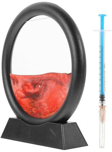 Toyvian 3D Sanduhr Deko mit Beweglicher Sandmalerei aus Abs und Wasser Elegantes Rundes Sandbild für Büro und Haus als Kreatives Geschenk
