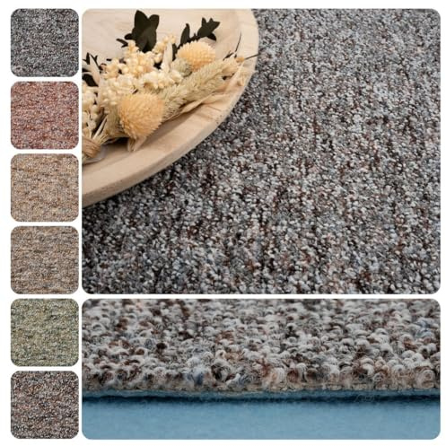 Teppichboden Meterware Auslegware Schlinge gemustert, 4m 5m breit, Variante: grau braun, 550x400cm