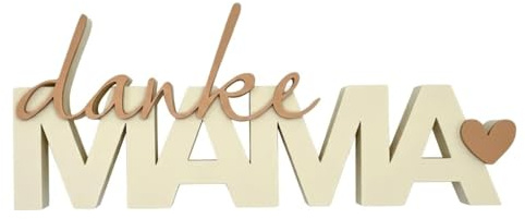 dreideko - Danke Mama Schriftzug Deko 17,5 cm – 3D Druck Dekoration – Handmade Geschenk für Muttertag, Geburtstag, Mama Geschenk Idee, Tischdeko, Wohnaccessoire (Latte Macchiato)