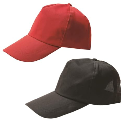 ZMIYIAC 2 Pcs Casquette Enfant Garcon Noir Rouge Casquette Baseball Enfant Confortable Réglable Casquette Garcon Running Snapback pour Parc Camping Aventure Vélo Voyage