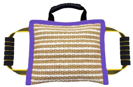 ZGUZMCMK Hundebisskissen Jute Hunde Trainingskissen beißkeil Reißfestes Zugspielzeug Ergonomischer Griff für Hundeschulung Welpenaktivitäten Indoor Outdoor, Violett