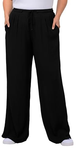 Ulla Popken Damen große Größen Übergrößen Plus Size Hose Rose, weites Bein, Elastikbund, Tunnelzug, Viskose 709944