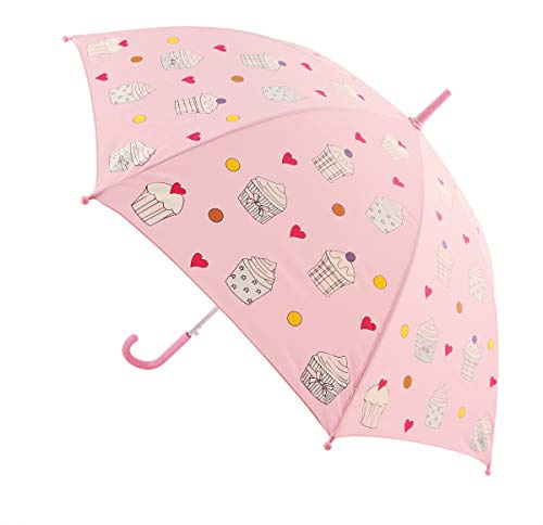 Bieco Regenschirm Kinder Ø 86 cm Farbwechsel Kinder Regenschirme im Cupcake Design Geeignet für Kinder 2 Jahre und Älter Kleinkind Spielzeug Regenschirm Taschenschirm Kinder Sonnenschirm