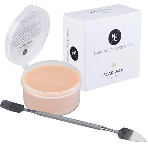 Narrative Cosmetics Scar Wax with Double-Ended Spatula, Moldable Wax for Realistic Cuts and Injuries, Professional Makeup for the Stage, Film, Costumes, Cosplay, SFX, Fair Color, 2.5 Oz.