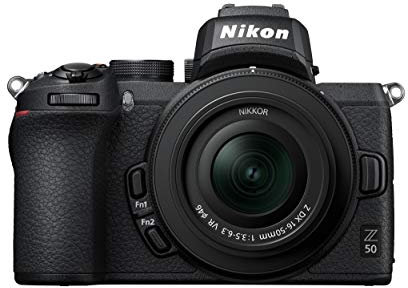 Nikon Z 50 KIT DX 16-50 mm 1:3.5-6.3 VR Kamera im DX-Format (20,9 MP, OLED-Sucher mit 2,36 Millionen Bildpunkten, 11 Bilder pro Sekunde, Hybrid-AF mit Fokus-Assistent, ISO 100-51.200, 4K UHD Video)