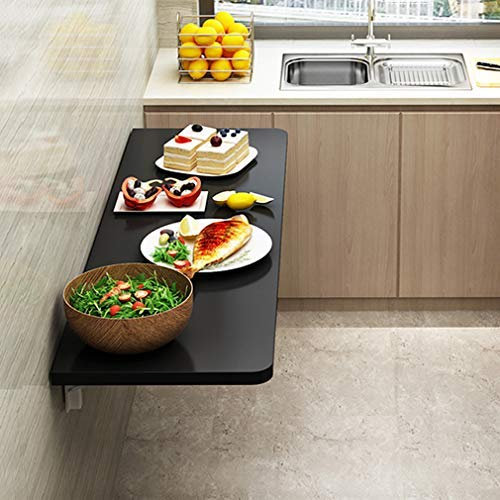 KDDEON Schwimmender Wandklapptisch,Wandtisch Klappbar aus Holz,Multifunktions Computertisch,Werkbank,Esstisch,für Office Home,18 Größen,mit Ständer und Schrauben,Schwarz (80x40cm/32x16in)