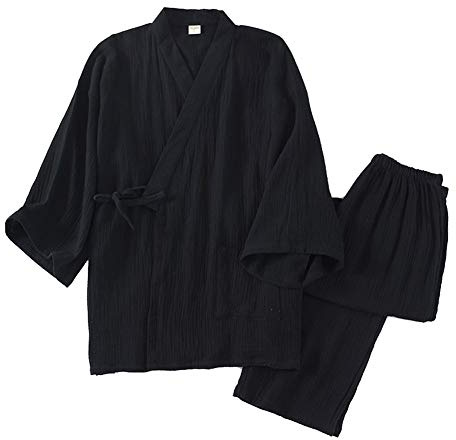 un-brand Kimono japonés para Hombre, Suelto, Informal, para el hogar, Pijamas, Ropa de Dormir, Talla M O35