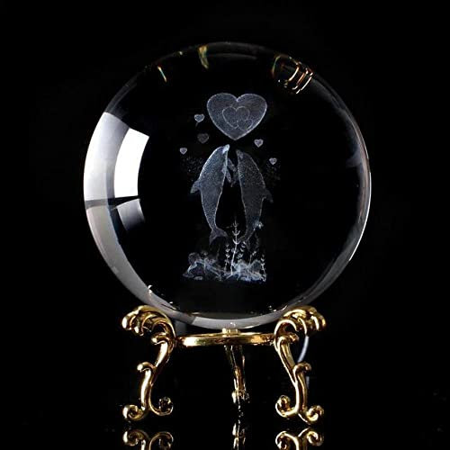 HUANSUN 8cm 3D Lasergravierter Turm K9 Kristallkugel Globus Miniaturmodell Quarzglaskugel Kugel Dekoration Zubehör Geschenke,mit Goldener Basis,60mm