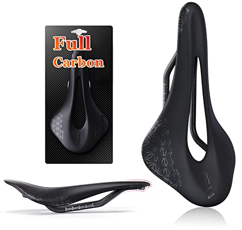Full Carbon Bike Seat, Road Bike Saddle for Men Women Comfort Ergonomic Mountain Bike Seat Waterproof Replacement Saddles Comfy Cycling Rides for BMX MTB & City Road Shock Absorbing