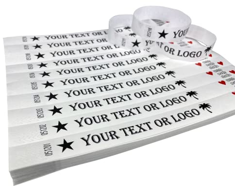 500 Weiß Individuell Bedruckte Tyvek-Armbänder mit Ihrem Personalisierten Text/Logo für veranstaltungen, Partys, Festivals, ID