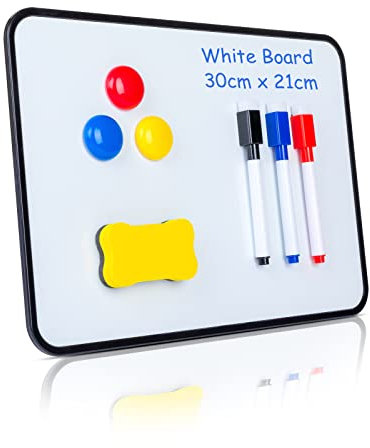 XFZY Whiteboard Magnetwand, A4-Format Magnettafel Magnetwand, doppelseitige Whiteboard Trocken abwischbare,mit 3 White board Stifte, 3 Magnete and 1 Radiergummi，für Büro，Haus und Schule 30x21cm