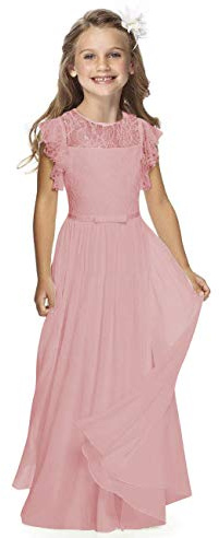 Elegante vestito da damigella con fiori per bambine, abiti per prima comunione per matrimonio, concorso di bellezza, 2-13 anni di età, rosa, 2-3 Anni