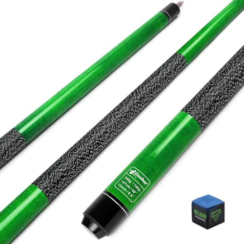 CUEBAR Billardqueue, 147,3 cm, 2-teiliger Ahorn-Billardstab mit 13 mm Spitze und Leinengriff, Hausbar, Billardtisch für Erwachsene, in 8 Farben mit 4 Gewichtsoptionen (510 g, 538 g, 567 g, 595 g)