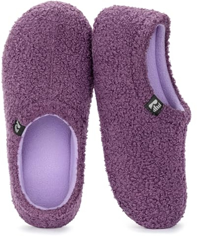 RockDove Women's Teddy Fleece Closed Back Slipper, 6.5 UK, Violet