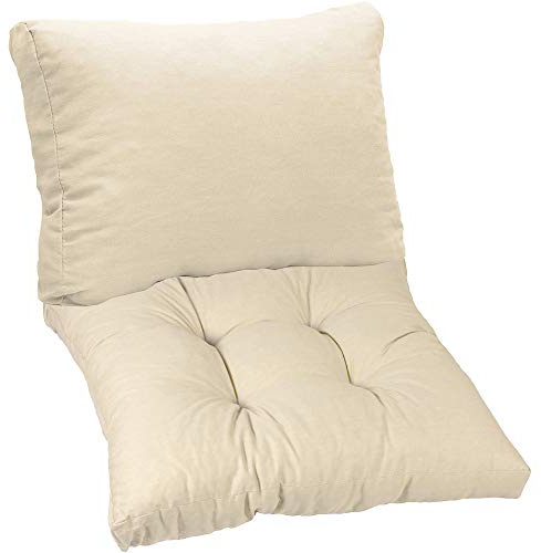 NYVI Loungekissen SmartLounge Set 1x Sitzkissen 80x80 cm und 1x Rückenkissen 80x40 cm Elfenbein - Premium Auflagen für Indoor und Outdoor - Stuhlkissen für Rattanmöbel und Gartenmöbel